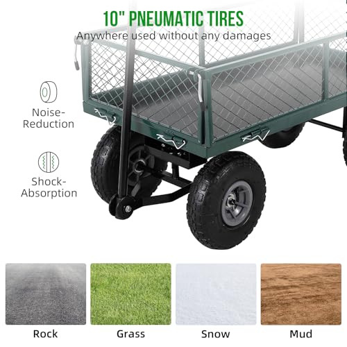 GarveeLife 500 LBS Steel Garden Cart with Removable Liner - color: Green