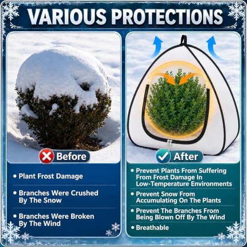 DECOHS 2 Pcs Pop Up Shrub Freeze Protection, Winter Plant Frost Cover Tents - color: 22''x22''x22''