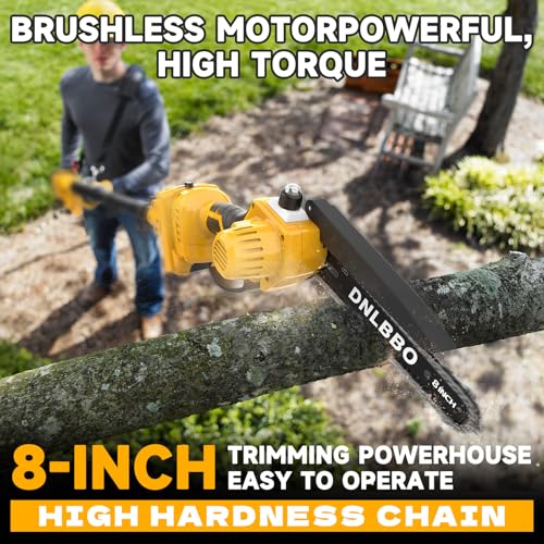 2-in-1 8 Inch Brushless Electric Pole Saws for Tree Trimming - color: Yellow05