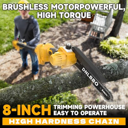 2-in-1 8 Inch Brushless Electric Pole Saws for Tree Trimming - color: Yellow05