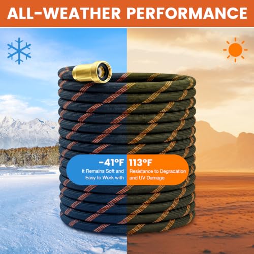 Garden Hose 25ft, Non-Expandable Flexible TPE Tube Water Hose - color: Black and orange, size: 25ft