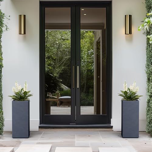 Kante Charcoal Concrete Planter 19.9" Tall All-Weather Square Small Pot - color: Dark Gray, size: 19.9" H