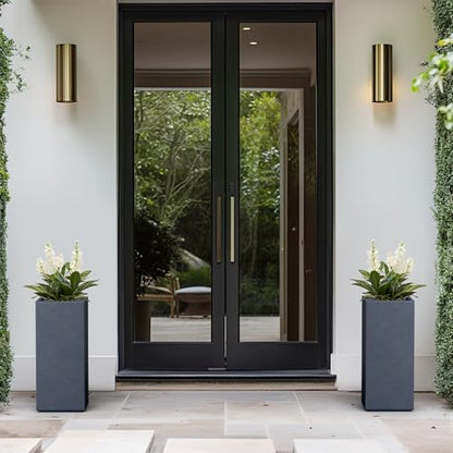 Kante Charcoal Concrete Planter 19.9" Tall All-Weather Square Small Pot - color: Dark Gray, size: 19.9" H