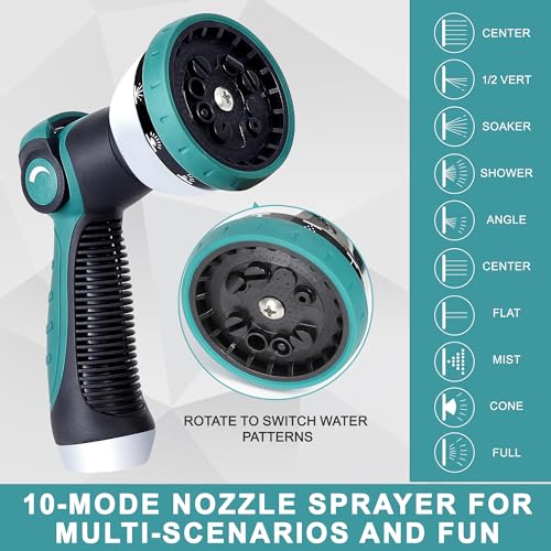75FT Garden Hose, Stainless Steel Water Hose, Metal Hose Flexible with a 10-Mode Nozzle Sprayer, No Kink, Lightweight, Puncture Proof, Ideal for Yard, Lawn, Outdoor, 5/8'' Outside Diameter - size: 75 Feet