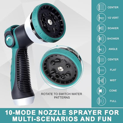 75FT Garden Hose, Stainless Steel Water Hose, Metal Hose Flexible with a 10-Mode Nozzle Sprayer, No Kink, Lightweight, Puncture Proof, Ideal for Yard, Lawn, Outdoor, 5/8'' Outside Diameter - size: 75 Feet
