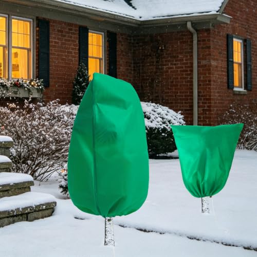 Homimp Plant Covers Freeze Protection,4 Pack Frost Covers with Zipper Drawstring (71" x 47.3" & 71" x 82.7") Plant Protection Cover Bags for Outdoor Winter Frost Cold Weather Shrubs Jacket,Green - size: 47.3"W x 71"H & 71"W x 82.7"H