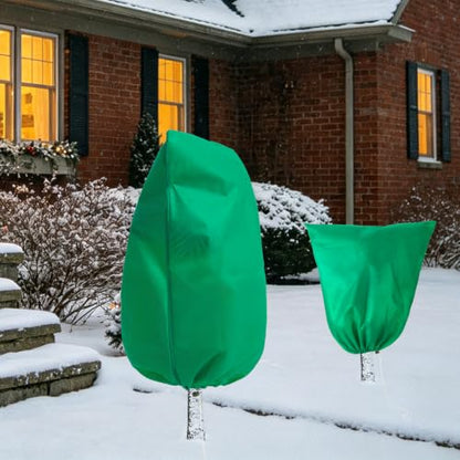 Homimp Plant Covers Freeze Protection,4 Pack Frost Covers with Zipper Drawstring (71" x 47.3" & 71" x 82.7") Plant Protection Cover Bags for Outdoor Winter Frost Cold Weather Shrubs Jacket,Green - size: 47.3"W x 71"H & 71"W x 82.7"H