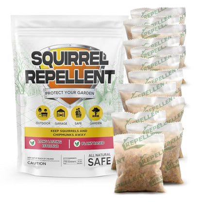 AUDQQM Squirrel Repellent 12 Pouches, Outdoor Chipmunk Repellent - size: 1.4 Ounce (Pack of 12)
