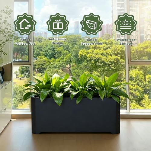 Metal Rectangular Planter Box 36"L x 15"W x 15"H Steel Black Planter Box - color: Black, size: 36"Lx15"Wx15"H
