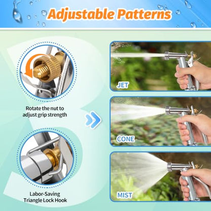 AUTOMAN Full Size Garden Hose Nozzle, High Pressure Pistol Grip Water Nozzle Sprayer with Threaded Front, Adjustable Spray Water Flow for Washing Car, Cleaning Ground, Watering Plants, Showering Pet - size: 1 Pack, style: Zinc Alloy