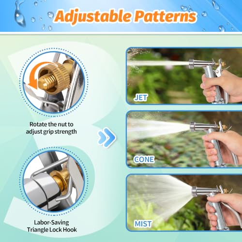 AUTOMAN Full Size Garden Hose Nozzle, 2 Pack High Pressure Pistol Grip Water Nozzle Sprayer with Threaded Front, Adjustable Spray Water Flow for Washing Car, Cleaning Ground, Watering Plants - size: 2 Pack, style: Zinc Alloy