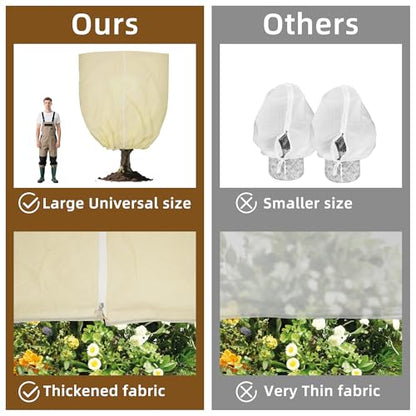 Plant Cover, Plant Protector, 2 Pack 39.3 * 31.8 inch Winter Frost Fabric Blanket, Two-Way with Drawstring for Outdoor Plants, Protects Against Cold Frost and Wind Damage. - size: 31.4*39.3（2-PACK)