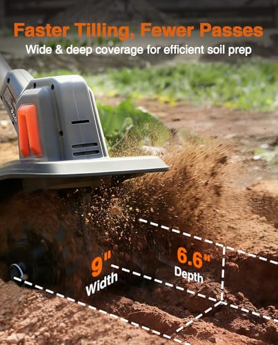 Cordless Tiller Cultivator for Gardening, Battery Powered Garden Rototiller - size: 9 inch x7 inch