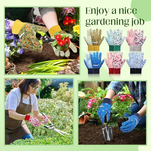 Cutecrop 9.5" Gardening Glove for Women, Floral PVC Grip - style: Vibrant