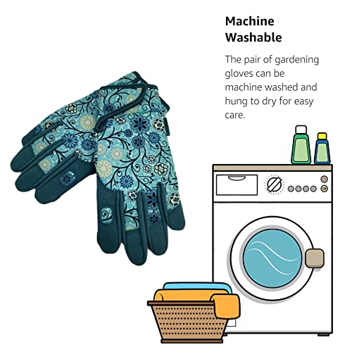 Cute Pattern Gardening Gloves,Thornproof Garden Glove,Gardener Gift - color: 1 Pair Per Pack-lake-blue, size: Medium