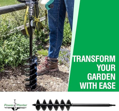 Power Planter Bulb Auger & Bedding Plant Tool - 4x28 Garden Auger Drill Bit with 1/2" Non-Slip Hex Drive, Hand-Welded Planting Auger Gardening Drill, Earth Auger Digging Tools, Up to 28" Deep
