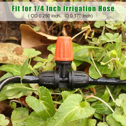 JAYEE Micro Spray Irrigation Drippers, 25 Pcs Three-Way Atomizing Nozzle Drip Irrigation Fitting for 1/4 Inch Tubing, Lock Barbed Drip Line Parts Emitters for Patio Garden Greenhouse Sprinkler System - size: 25P-Lock Nozzle