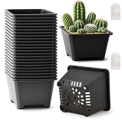 25 Packs Square Nursery Pots for Plants 4.7 Inch Seedling Pots with Holes - size: 4.7 Inch