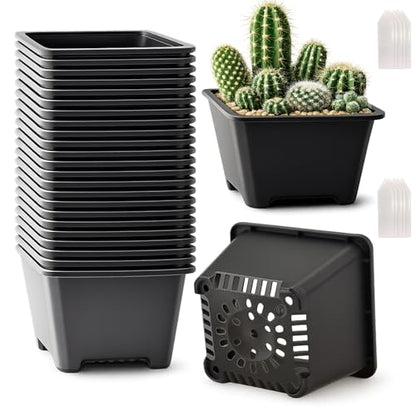 25 Packs Square Nursery Pots for Plants 4.7 Inch Seedling Pots with Holes - size: 4.7 Inch