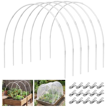 Greenhouse Garden Hoops for Raised Beds Plant Cover Netting, 36pcs PVC Adjustable Garden Hoop with 20 Clips for Shade Cloth Net, Rust-Free Green House Hoops Grow Tunnel Plant Hoop Support DIY Frame