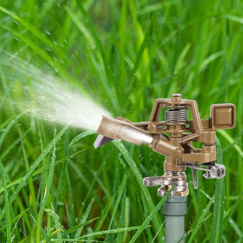 Biswing 1/2 Inch Impact Sprinkler 2 Pack, Heavy Duty Zinc Alloy Lawn Sprinkler Head with Nozzle, Adjustable 20-360 Degree Large Coverage Pattern, Watering Sprinkler for Grass Patio Garden Irrigation - style: Without Stake