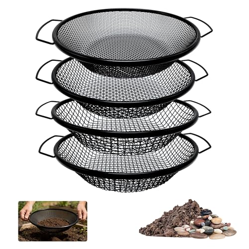 4Pcs Soil Sifter for Gardening, 3,6,8,10mm Grid Rock Sifter for 5 Gallon Bucket, Dirt Sifter, Compost Sifter for Capturing Dirt, Sand, Rocks, and Filtering Compost (Black) - color: 4PCS-Black(3,6,8,10mm)