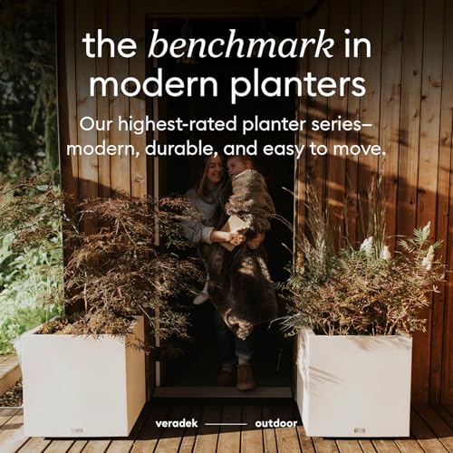 Veradek Block Series Cube Planter - Square Outdoor Planter - color: White, size: Small