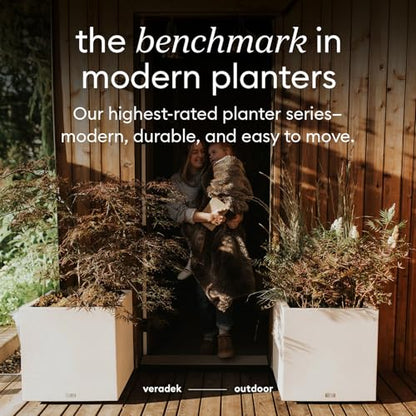 Veradek Block Series Cube Planter - Square Outdoor Planter - color: White, size: Small