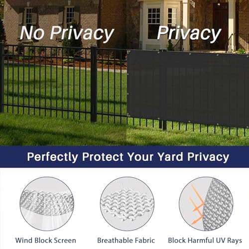 WINDSCREEN4LESS 6' x 2' Privacy Fence Screen in Black W/ Brass Grommet 85% Blockage Windscreen Outdoor Mesh Fencing Cover Netting 150GSM Fabric - Custom Size - color: Black, size: 6' x 2'
