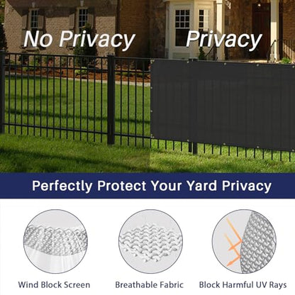 WINDSCREEN4LESS 6' x 2' Privacy Fence Screen in Black W/ Brass Grommet 85% Blockage Windscreen Outdoor Mesh Fencing Cover Netting 150GSM Fabric - Custom Size - color: Black, size: 6' x 2'
