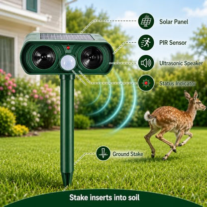 2026 Upgraded Solar Ultrasonic Animal Repellent Outdoor for Yard 4-Pack