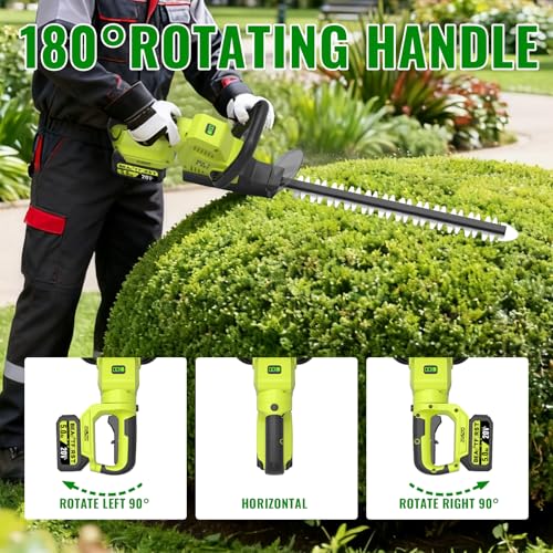 20V 22-Inch Hedge Trimmer Cordless with 2x5.0Ah Battery & Charger - color: Green