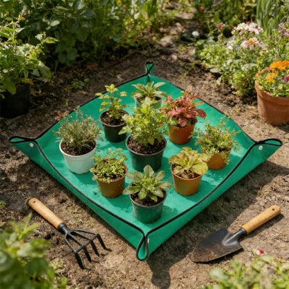 Repotting Mat for House Plants, Waterproof Portable Potting Mat Gardening Tray, Flower and Plant Care Transplanting and Potting Soil Mess Control - color: Green