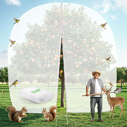 10 X 14FT Large Fruit Tree Netting for Protecting Fruit from Squirrels Birds Bug Pests, Tree Net for Fruit Trees with Zipper and Drawstring Bird Netting Covers for Blueberry Cherry Peach Apple Bushes - size: 10FT x 14FT