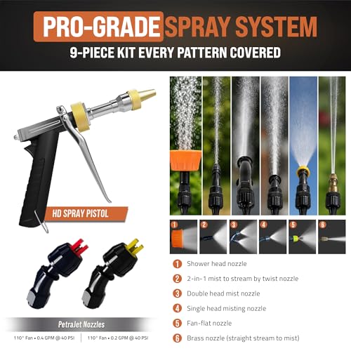 PetraTools Battery Sprayer w/Wheeled Cart - 9 Nozzles, 3 Hoses, 2 Wands - style: HD5000 Pro Series