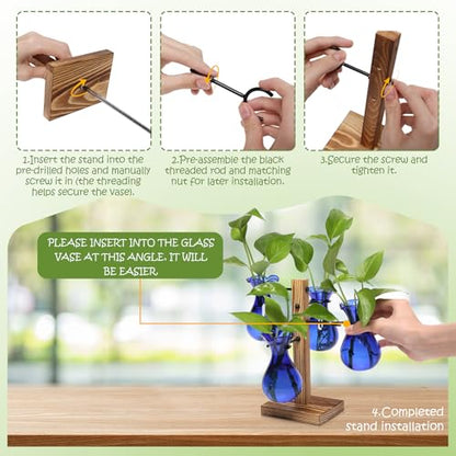 Plants Propagation Stations Bulb Glass Propagation Birthday Gift for Women - color: Blue
