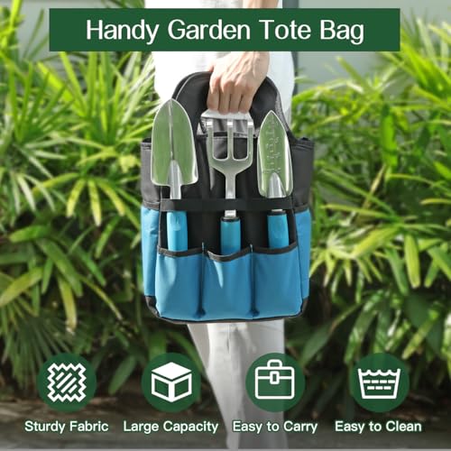 Housolution Gardening Tools Set, 8PCS Gardening Gifts for Women, Blue+Black - color: Blue+Black