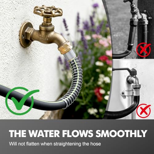 Flexible Short Leader Garden Hose 15ft, 5/8" Hybrid Rubber Hose Heavy Duty - color: Black, size: 15ft 5/8"
