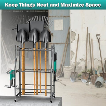 EVERHANGER Garden Tool Organizer Stand, Garage Tool Storage Organization - size: Medium