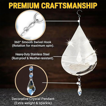Reflective Bird Deterrents for Outside, Woodpecker Repellent - size: Big Drop Water