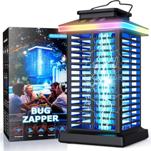 Bug Zapper Outdoor, Mosquito Zapper 3 in 1 Rechargeable Bug Zapper Outdoor with 5000mAh Battery & LED Night Light, 4000V Electric Fly Zapper for Outside,Patio,Backyard,Garden Black 03 - color: Matte Black
