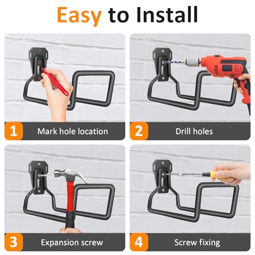 2 Pack Garden Hose Holder - Heavy Duty Metal Hanger Wall Mount, Water Hose Holder for Outside Yard, Water Hose Reel, Garden Storage Hook Rack