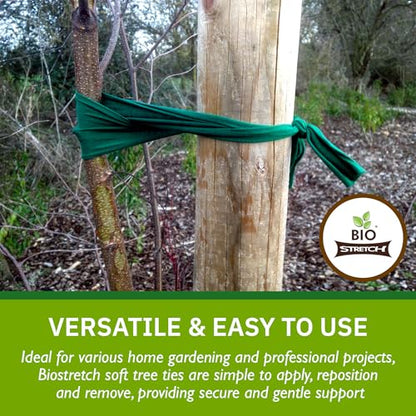 Bio-Stretch Soft Tree Ties & Garden Tape for Young Trees, 8M Green - size: Extra Wide 26 ft / 8M