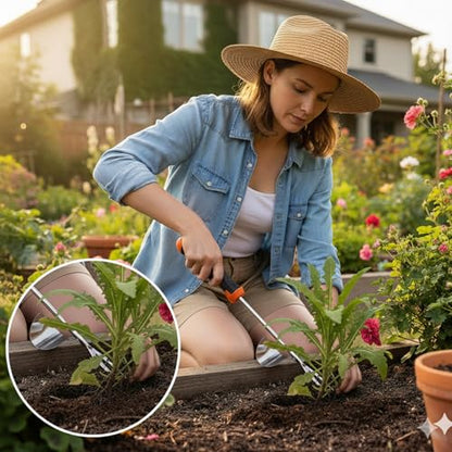 Weed Puller Tool, Portable Rubber-Handled Garden Tools, Four-Tined Weeding Tool, Uprooting Weeding Tools, Crevice Weeder, Yard Weed Tools and Weed Removal Tool (style3) - style: style3