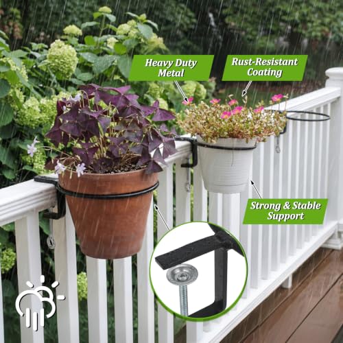 Chumia 3 Pack 6 Inch Railing Plant Holder Flower Pot Holder Ring - size: 6 Inch