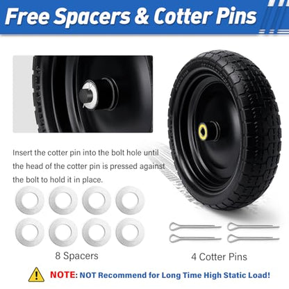 13" Wheelbarrow Tires for Gorilla Cart 5/8" Axle Bore Hole 2.17"Offset Hub