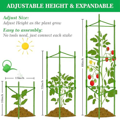 Moirsunt 6 Packs Tomato Cage for Garden, Up to 48Inch Plant Support Stakes