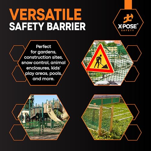 Xpose Safety Plastic Mesh Safety Fence – Heavy Duty Green Temporary Garden Fence & Snow Fence, 4' x 50' Reusable Barrier Netting for Animal Control, Deer, Dogs, Construction - color: Green - 105 Gsm, size: 4' X 50'