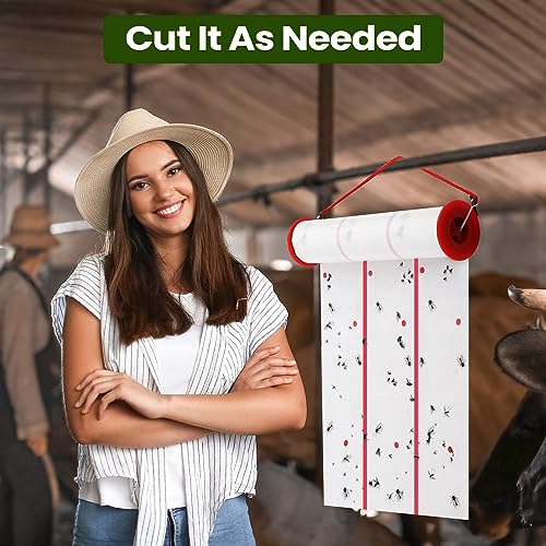 Qualirey 2 Pcs Giant Flypaper Fly Traps, 295ft Sticky Fluorescent Green - color: White