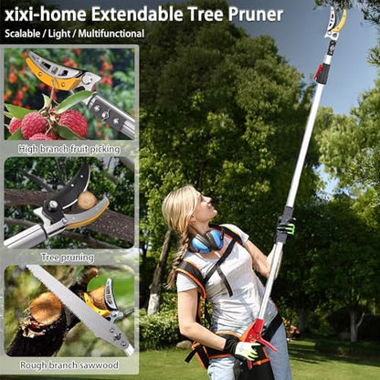 xixi-home 4.2-7.2 Ft Cut and Hold Pruning Trimmer,2 Sections Extendable Tree Pruner Lightweight Tree Trimmers,Long Reach Pole Saw Pruning Shears Telescoping Fruit Picker（with Spare Blade Head） - size: 1.3-2.2m -2